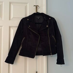 Ann Taylor Black Crushed Velvet Moto jacket size 00P
